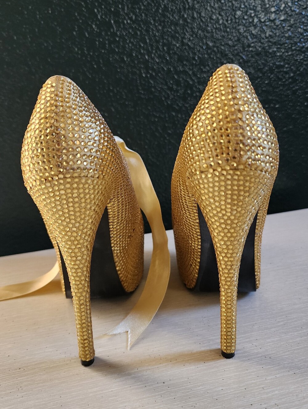 Bordello Gold Rhinestone Heels - Picture 7 of 7